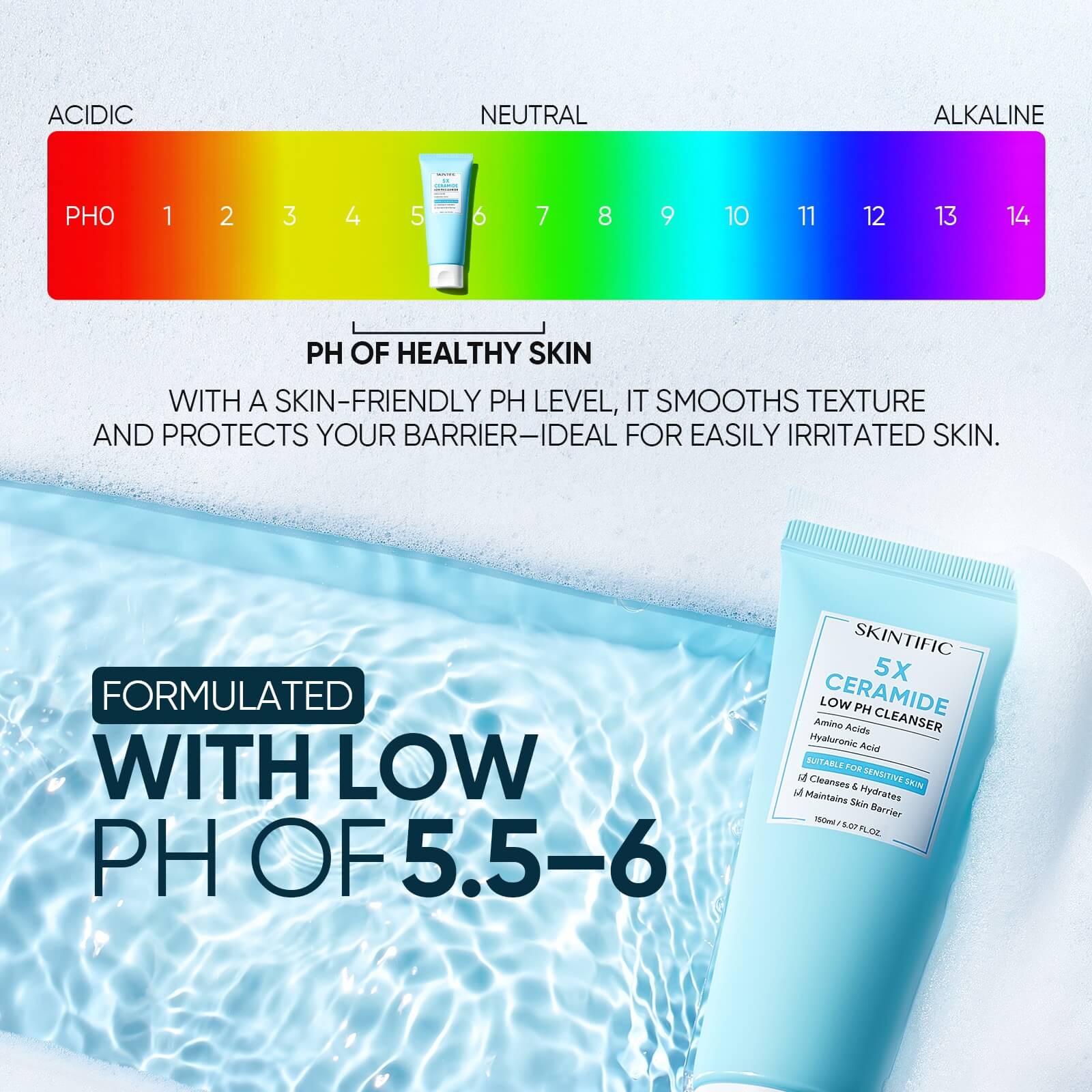 5X Ceramide Low pH Cleanser Facial Wash