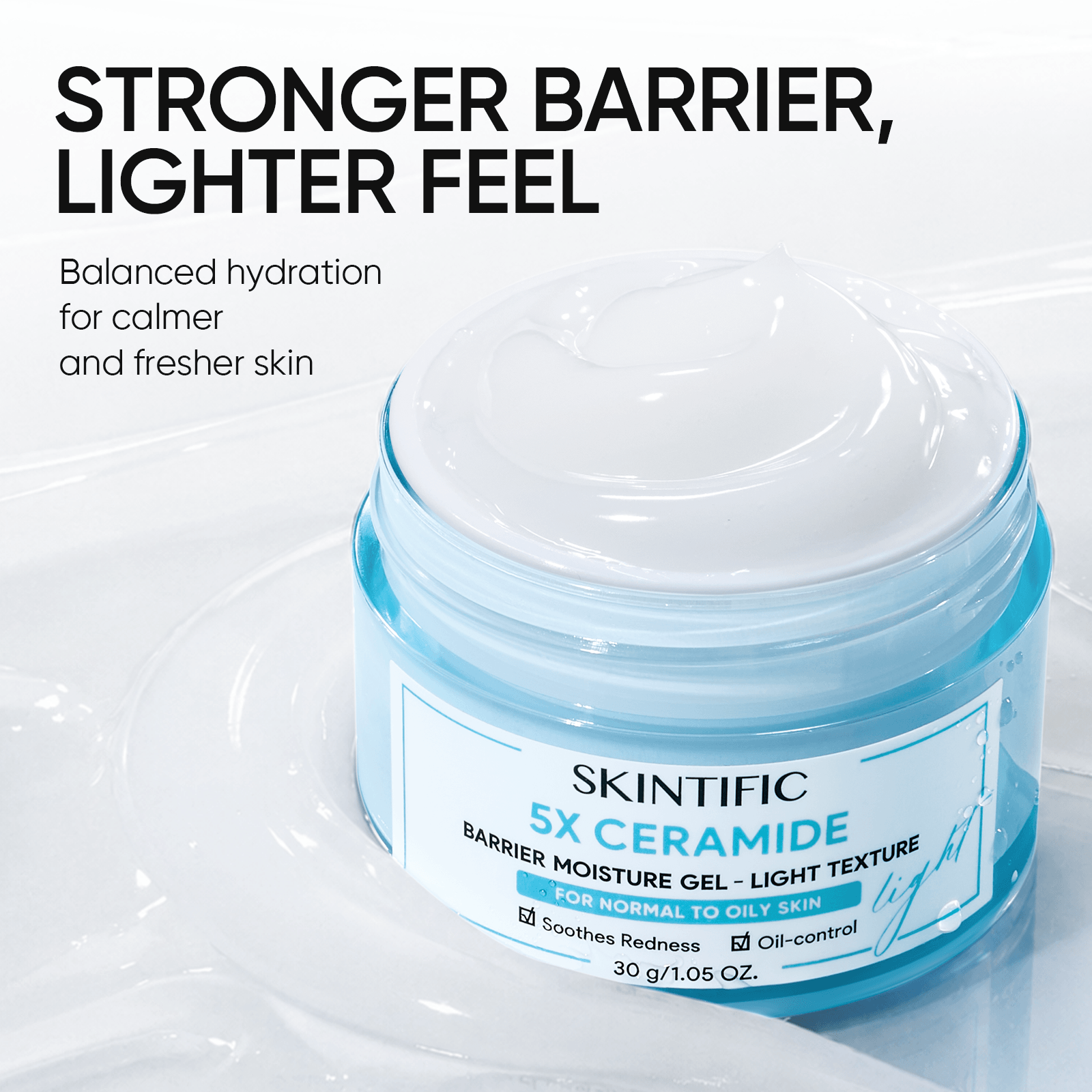 Gel hidratante facial para reforzar la barrera con 5 ceramidas y textura ligera