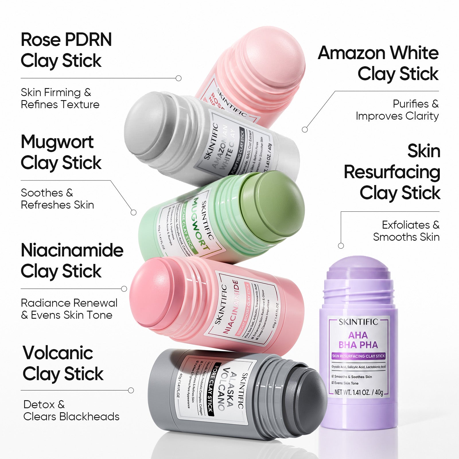 Clay Mask Stick Set for Blackheads, Pores, Texture & Dull Skin