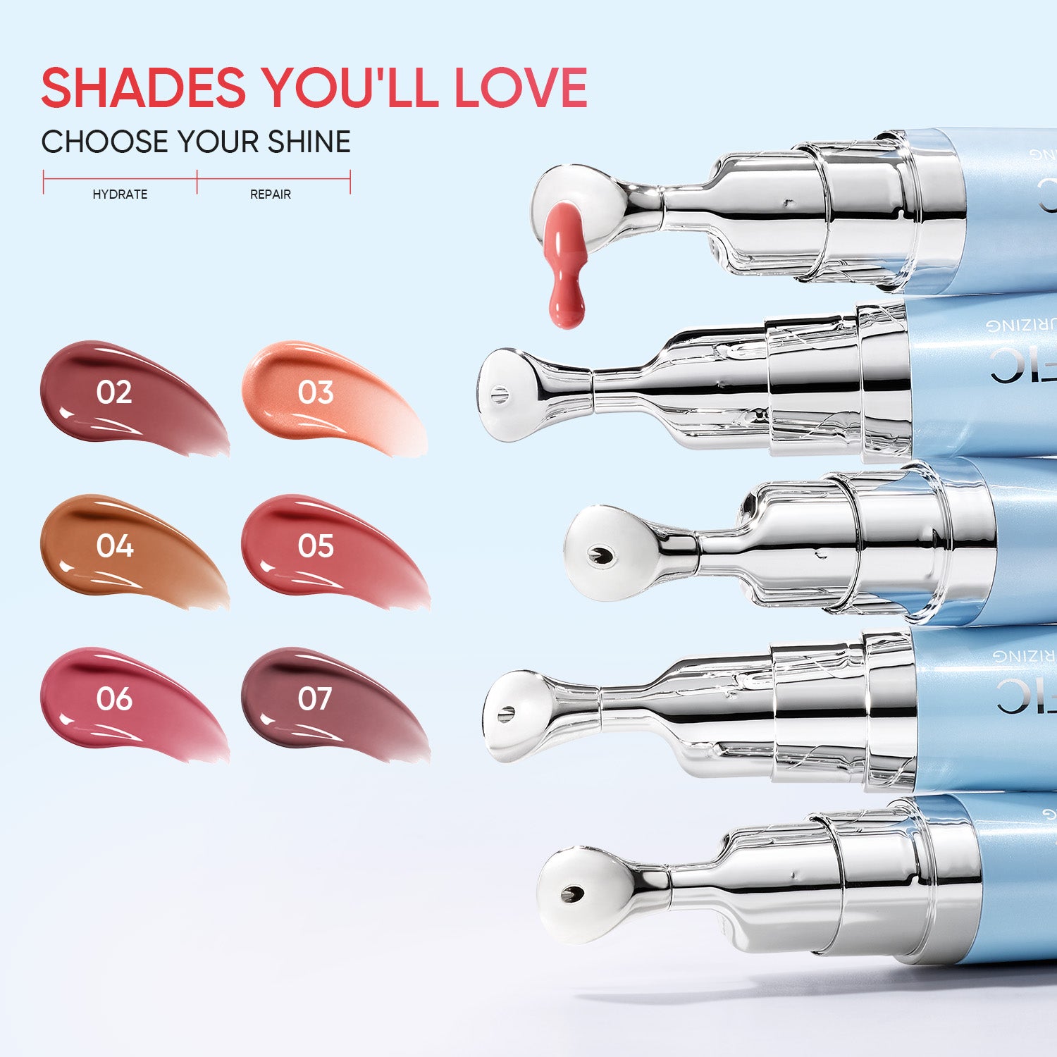 Intensive Moisturizing Glossy Peptide Lip Serum 3Pcs Set