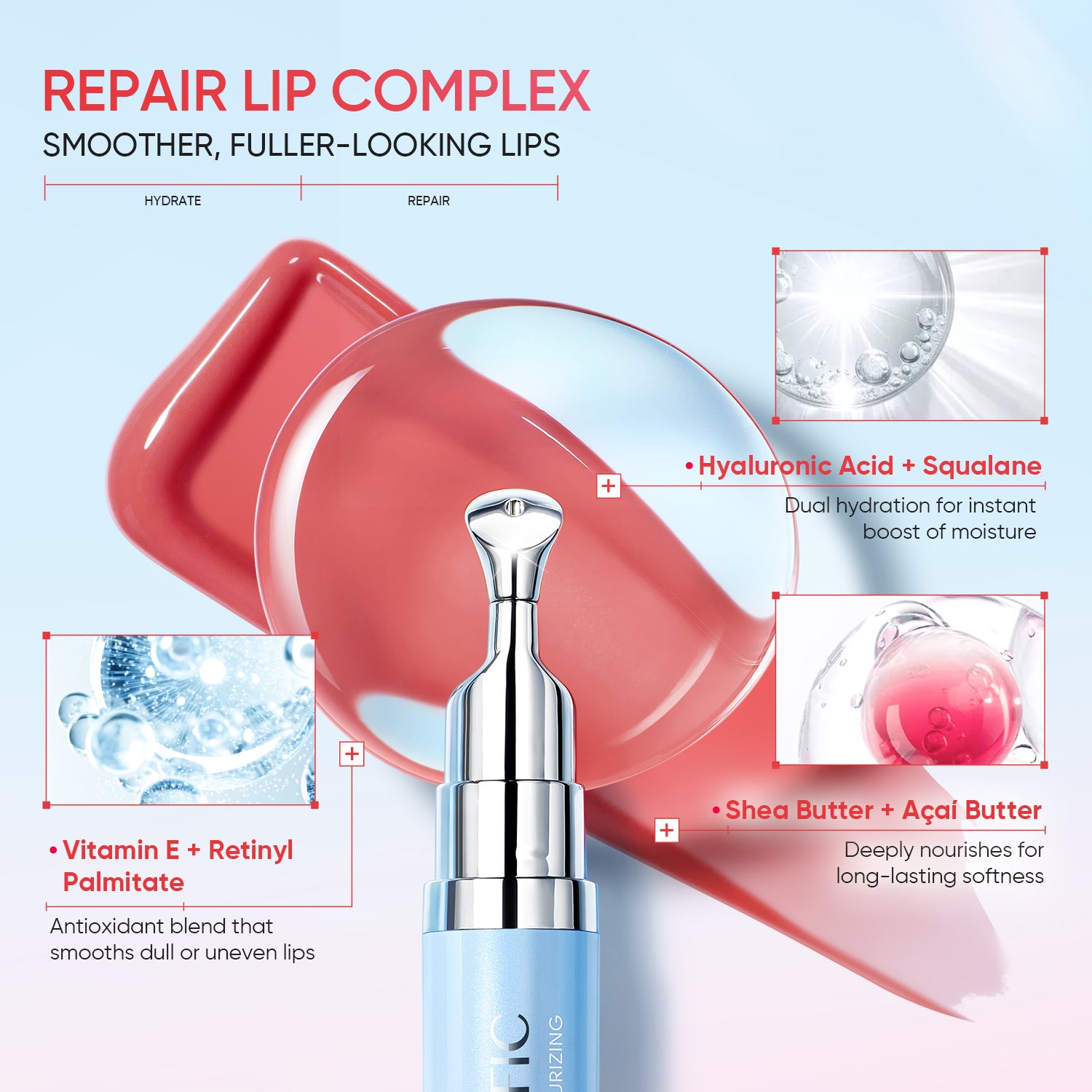 Intensive Moisturizing Glossy Peptide Lip Serum 3Pcs Set