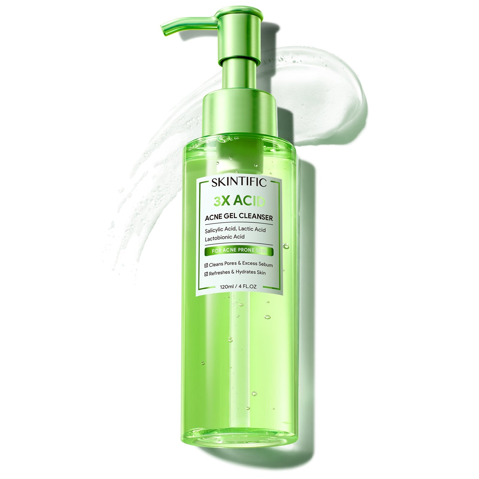 Limpiador en gel para acné con 3X de ácidos
