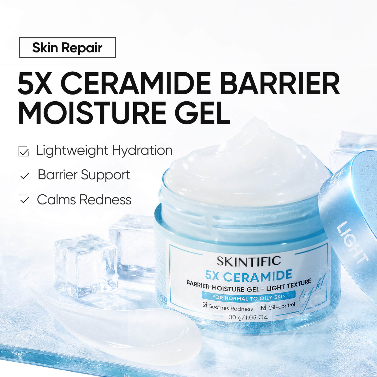 Gel hidratante facial para reforzar la barrera con 5 ceramidas y textura ligera