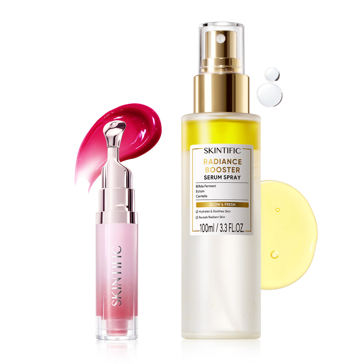 Set de spray potenciador de luminosidad y sérum labial con péptidos, 2 piezas