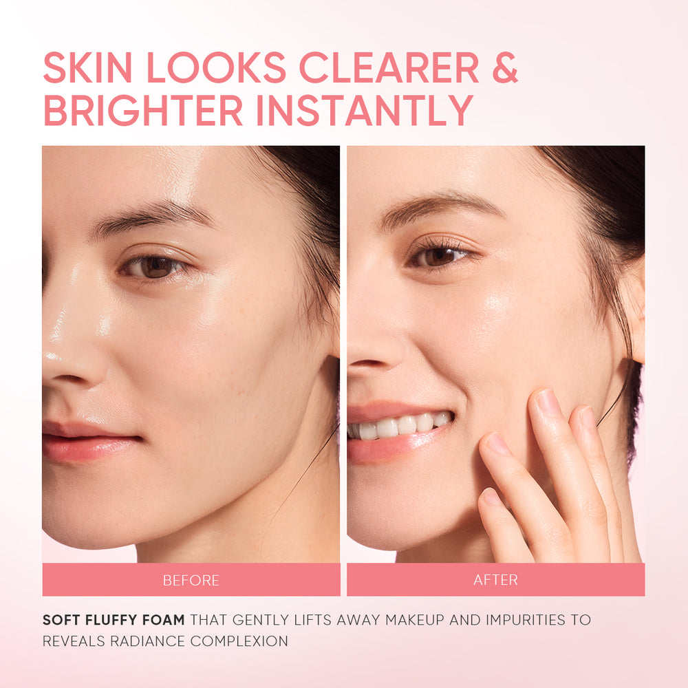 Limpiador en crema batida iluminador con rosa de Damasco