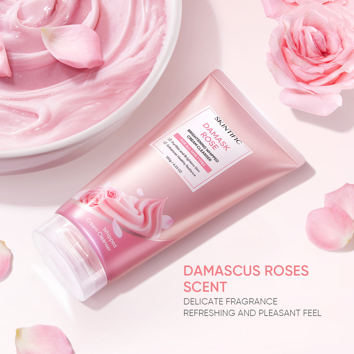 Limpiador Facial en Crema Batida Iluminadora de Rosa de Damasco