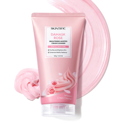 Limpiador en crema batida iluminador con rosa de Damasco