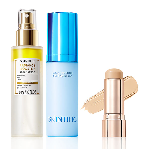 SET de maquillaje de base Smooth Finish en 3 pasos para cobertura, luminosidad y fijación